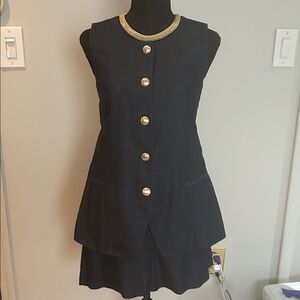 Nine West Black Mini Dress with Gold Accents